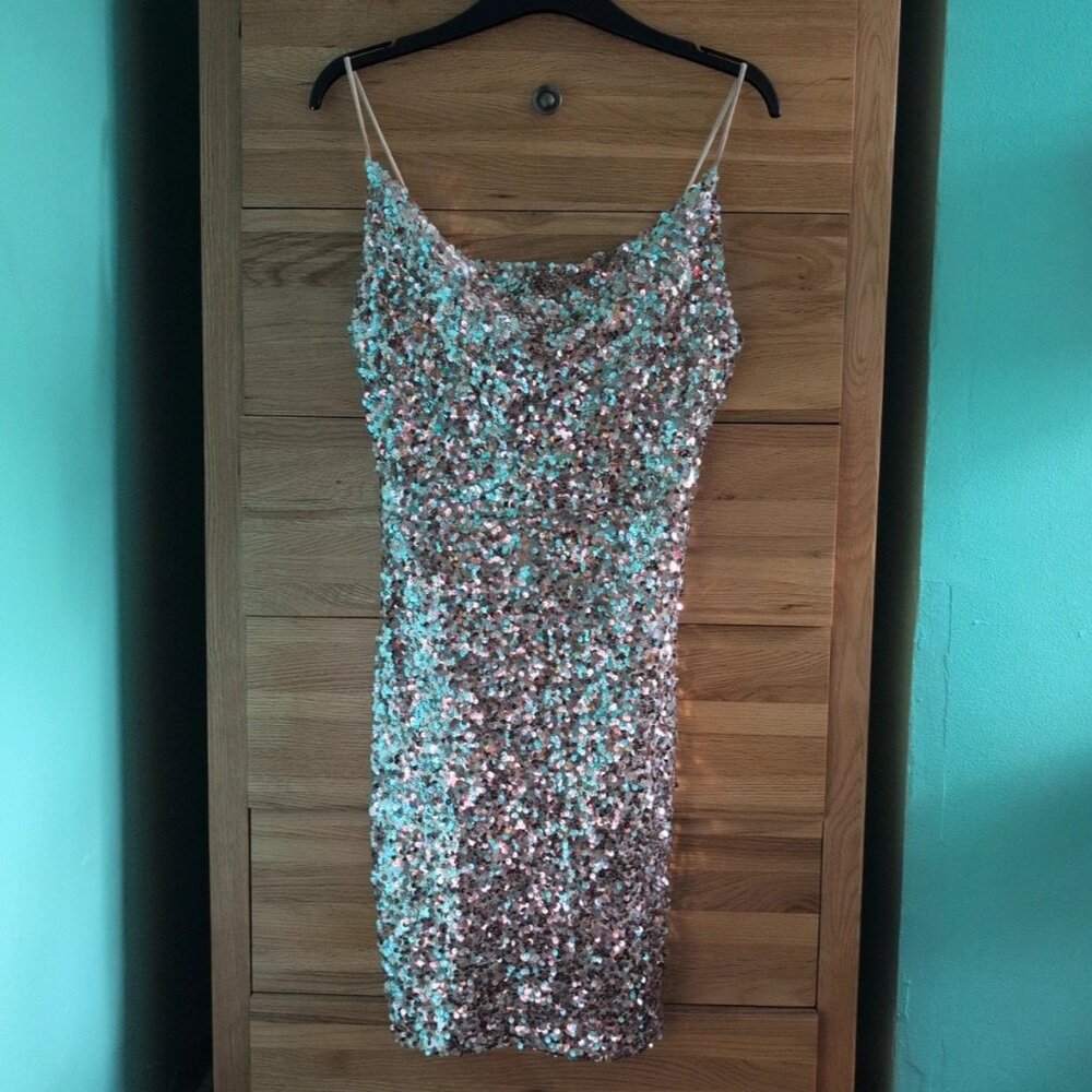 Rose gold sequin dress